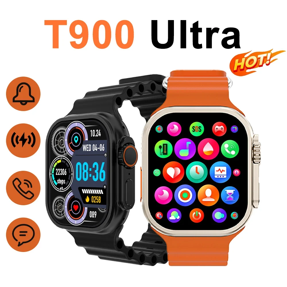 T900 Ultra2 Smart Watch – 2.02″ IPS Display, Wireless Charging & Call Notification